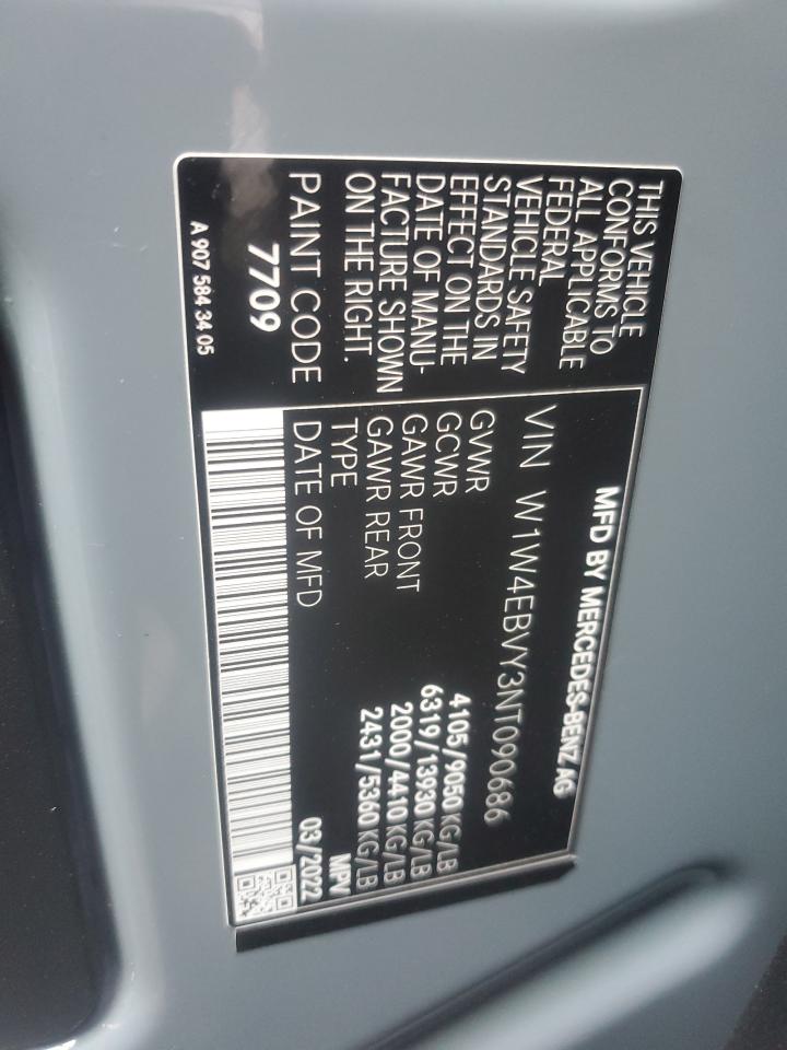 2022 Mercedes-Benz Sprinter 2500 VIN: W1W4EBVY3NT090686 Lot: 62098435