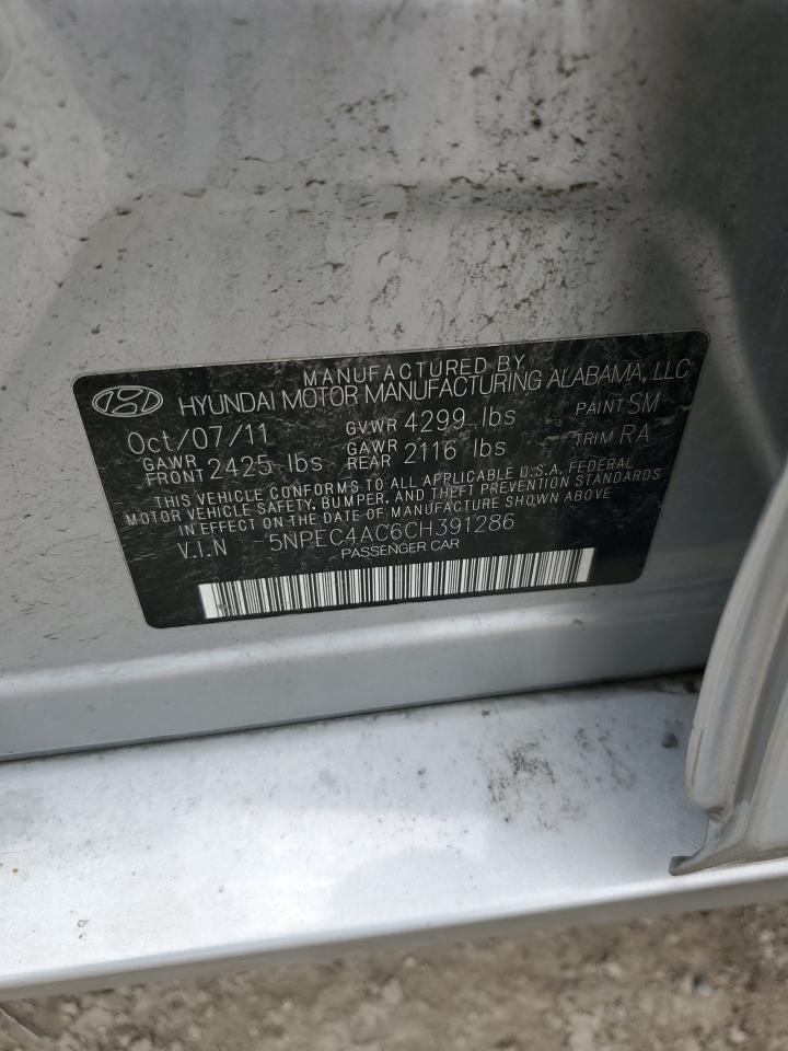 2012 Hyundai Sonata Se VIN: 5NPEC4AC6CH391286 Lot: 62901555