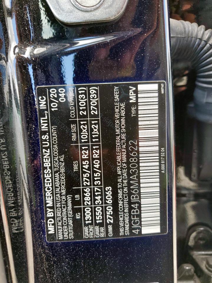 2021 Mercedes-Benz Gle 350 VIN: 4JGFB4JB6MA308622 Lot: 62033775