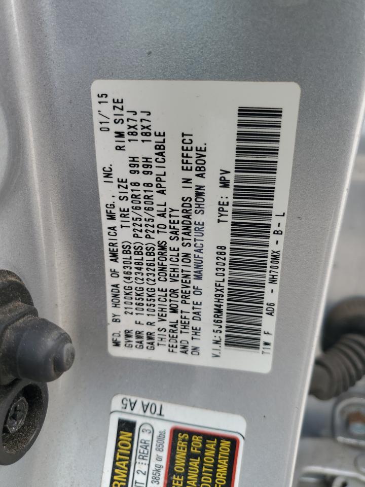 2015 Honda Cr-V Touring VIN: 5J6RM4H9XFL030288 Lot: 58768825