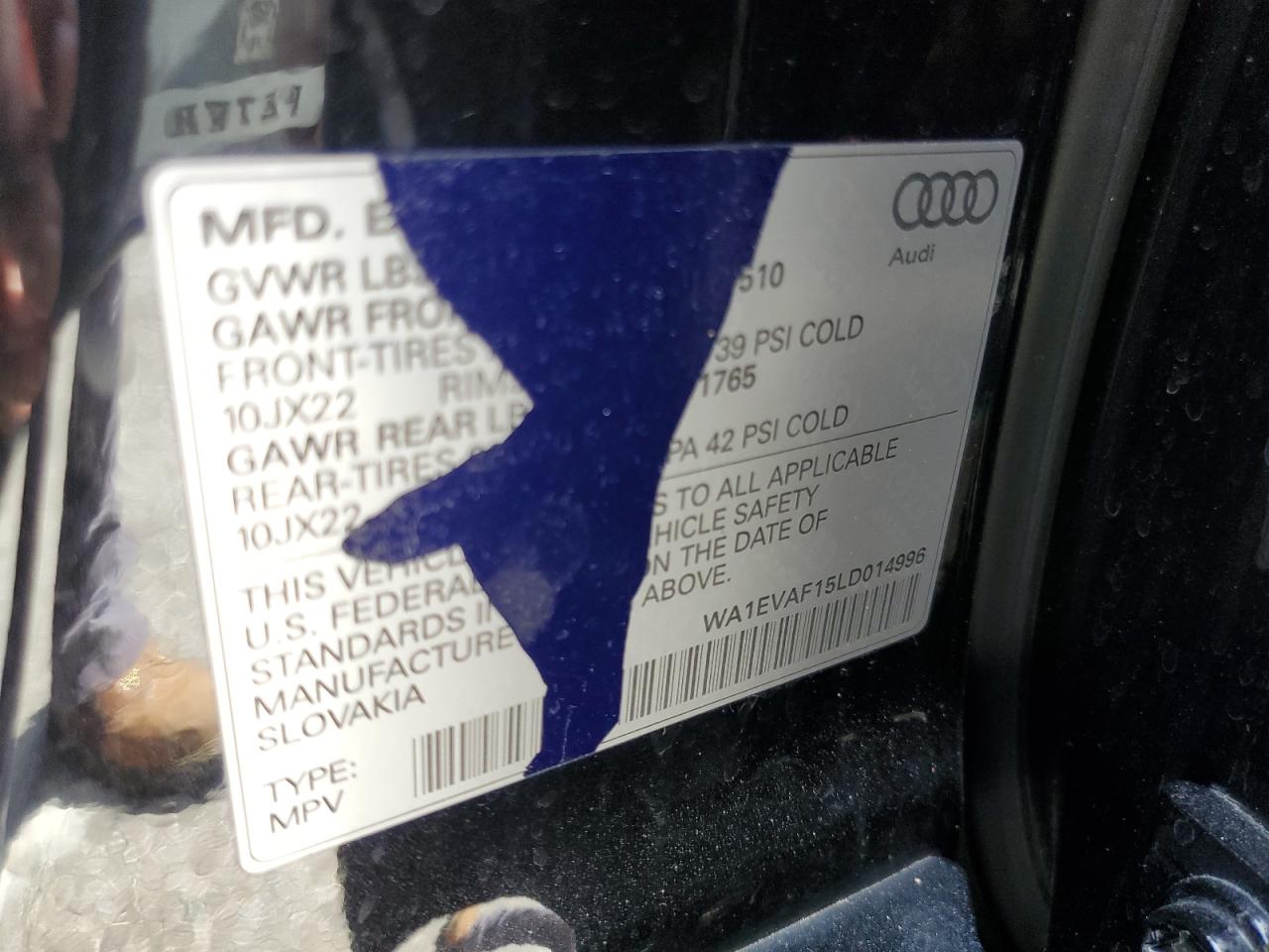 2020 Audi Q8 Premium Plus S-Line VIN: WA1EVAF15LD014996 Lot: 61673685
