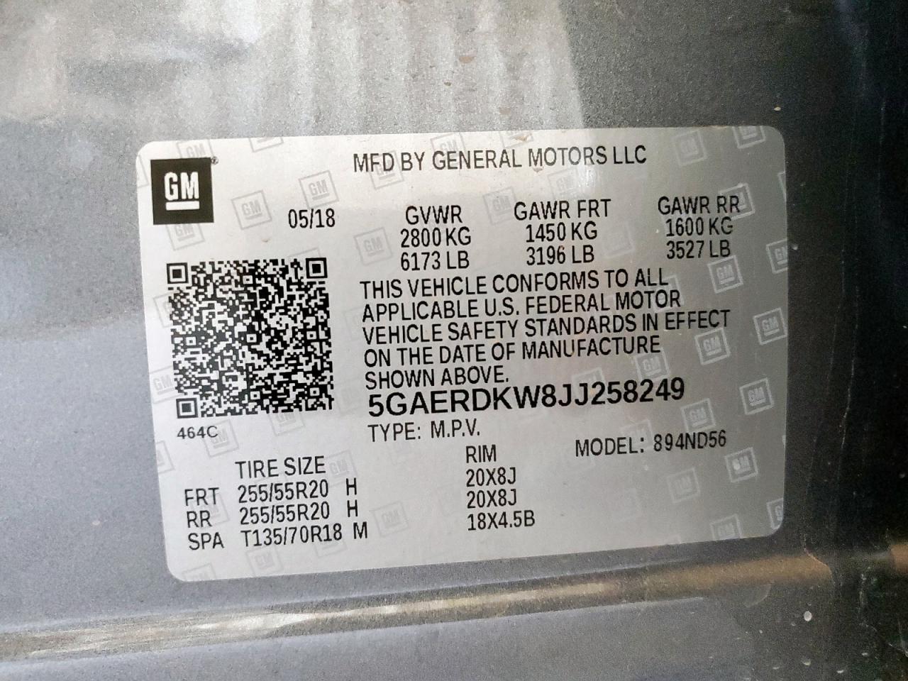 2018 Buick Enclave Avenir VIN: 5GAERDKW8JJ258249 Lot: 62770135