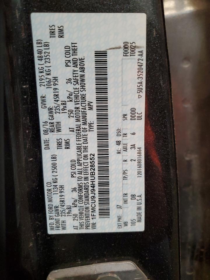 2017 Ford Escape Titanium VIN: 1FMCU9J94HUB28552 Lot: 58414455