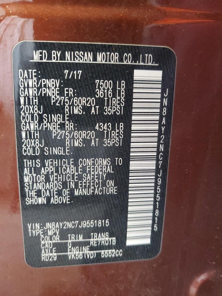 2018 Nissan Armada Sv VIN: JN8AY2NC7J9551815 Lot: 59398975