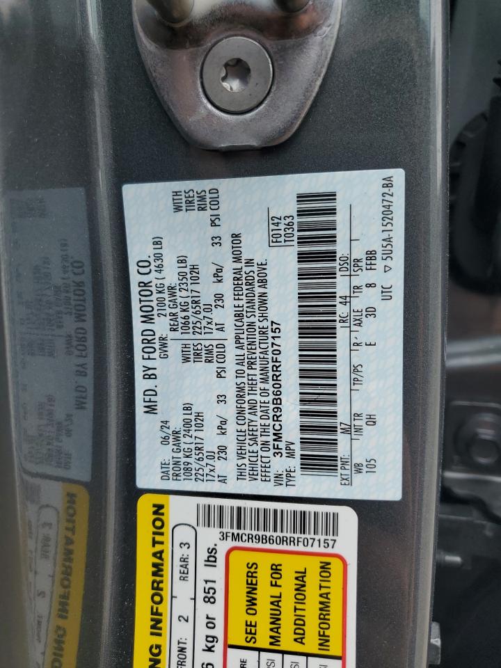 2024 Ford Bronco Sport Big Bend VIN: 3FMCR9B60RRF07157 Lot: 61124125