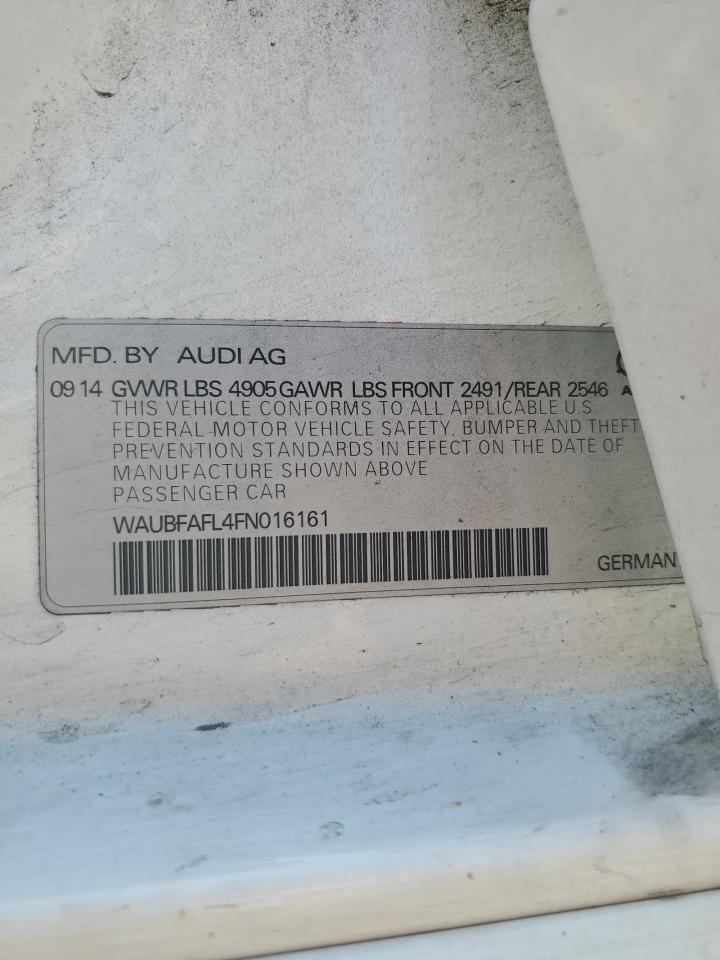 2015 Audi A4 Premium VIN: WAUBFAFL4FN016161 Lot: 62288375