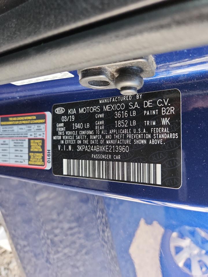 2019 Kia Rio S VIN: 3KPA24ABXKE213960 Lot: 62324135