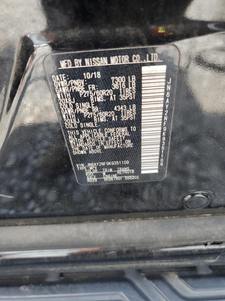 2019 Nissan Armada Platinum VIN: JN8AY2NF9K9351109 Lot: 60936745