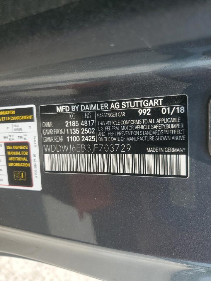 2018 Mercedes-Benz C 43 4Matic Amg VIN: WDDWJ6EB3JF703729 Lot: 59097455