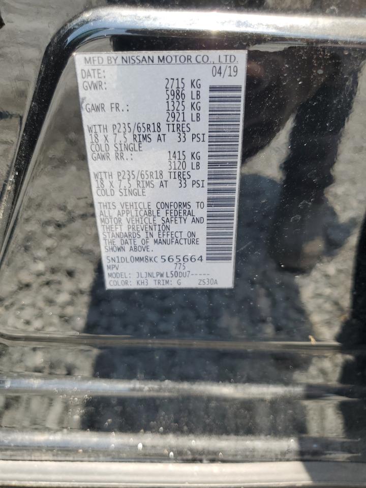 2019 Infiniti Qx60 Luxe VIN: 5N1DL0MM8KC565664 Lot: 62386445
