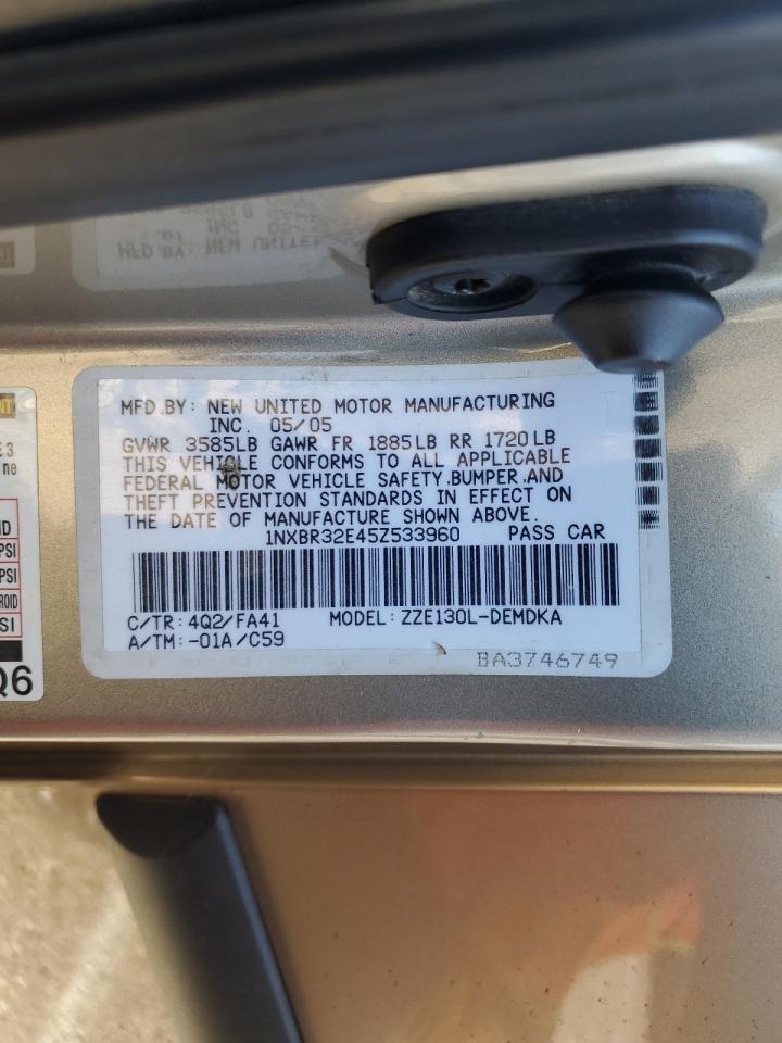 2005 Toyota Corolla Ce VIN: 1NXBR32E45Z533960 Lot: 62840345