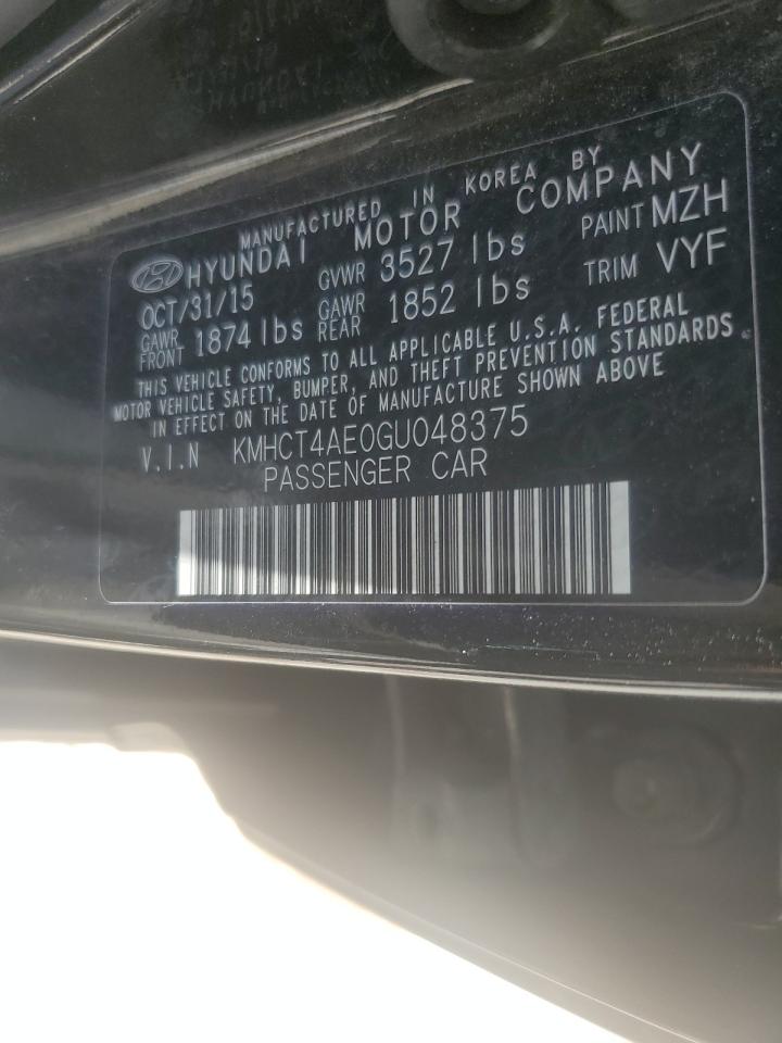 2016 Hyundai Accent Se VIN: KMHCT4AE0GU048375 Lot: 61570425