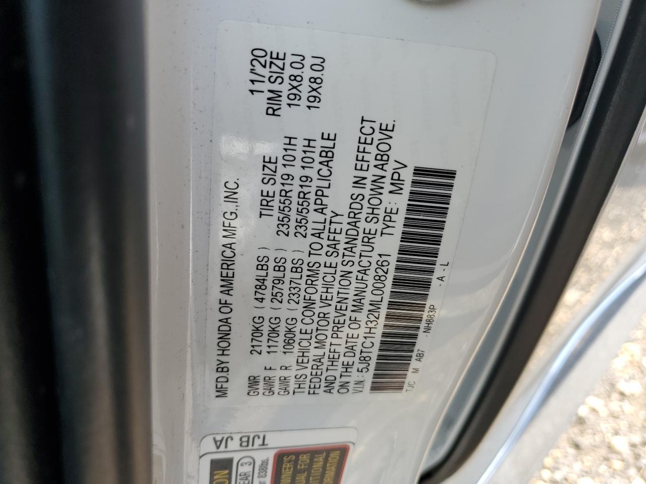 5j8tc1h32ml008261 5J8TC1H32ML008261 2021 Acura Rdx