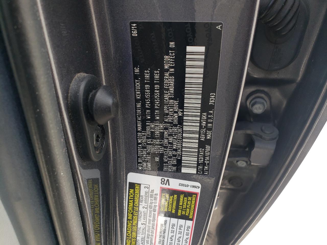 2014 Toyota Venza Le VIN: 4T3BA3BB5EU063877 Lot: 62784015