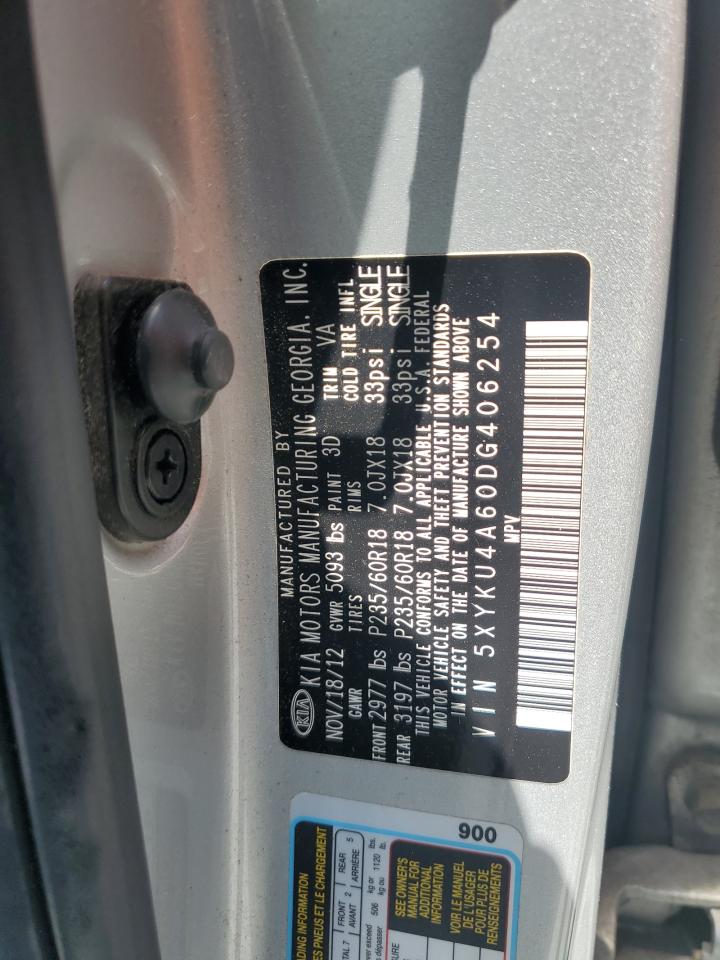 2013 Kia Sorento Ex VIN: 5XYKU4A60DG406254 Lot: 61552895