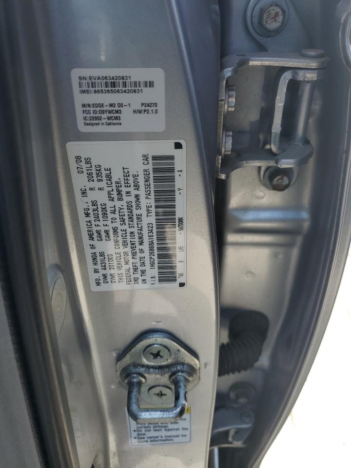 2008 Honda Accord Exl VIN: 1HGCP26868A163423 Lot: 62142985