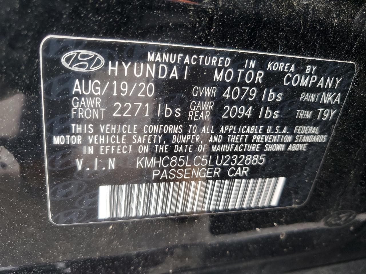 2020 Hyundai Ioniq Sel VIN: KMHC85LC5LU232885 Lot: 59545425
