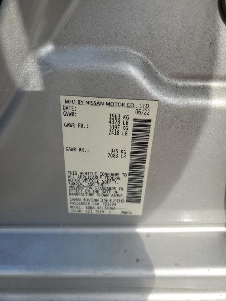 2022 Nissan Altima Sv VIN: 1N4BL4DV1NN393200 Lot: 62686995