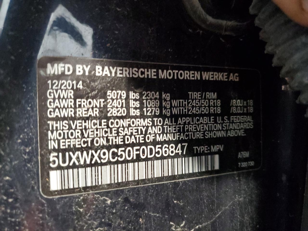 2015 BMW X3 xDrive28I VIN: 5UXWX9C50F0D56847 Lot: 59715395