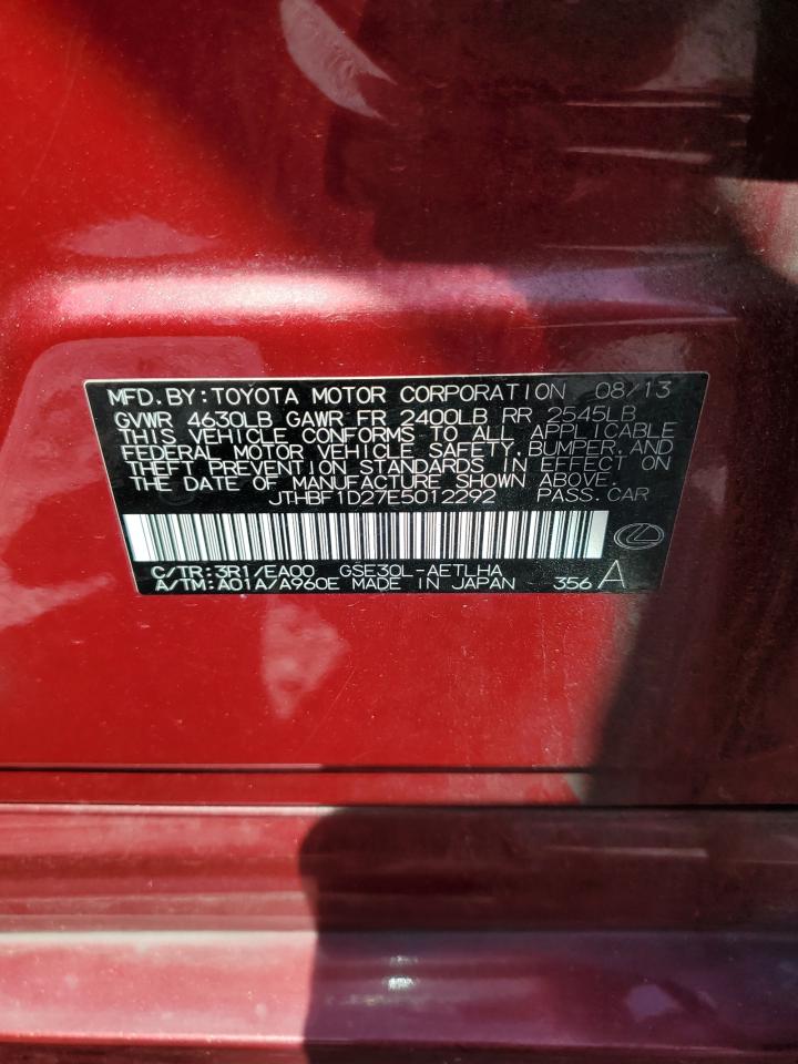 2014 Lexus Is 250 VIN: JTHBF1D27E5012292 Lot: 61931375