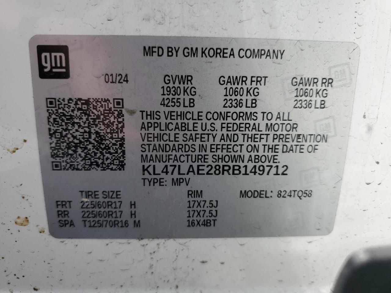 2024 Buick Envista Preferred VIN: KL47LAE28RB149712 Lot: 61915695