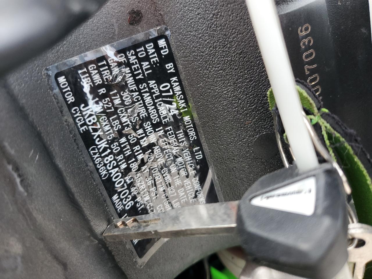 jkbzxjk18sa007036 JKBZXJK18SA007036 2025 Kawasaki Zx636 K