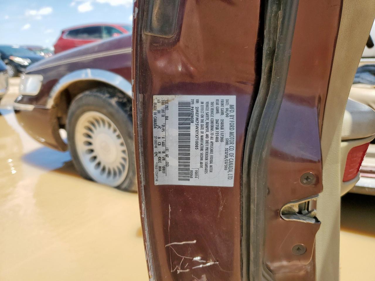 2000 Mercury Grand Marquis Ls VIN: 2MEFM75WXYX710085 Lot: 62840065