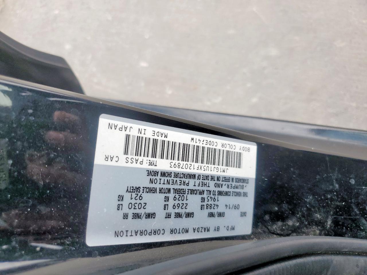 2015 Mazda 6 Sport VIN: JM1GJ1U5XF1207893 Lot: 62290885