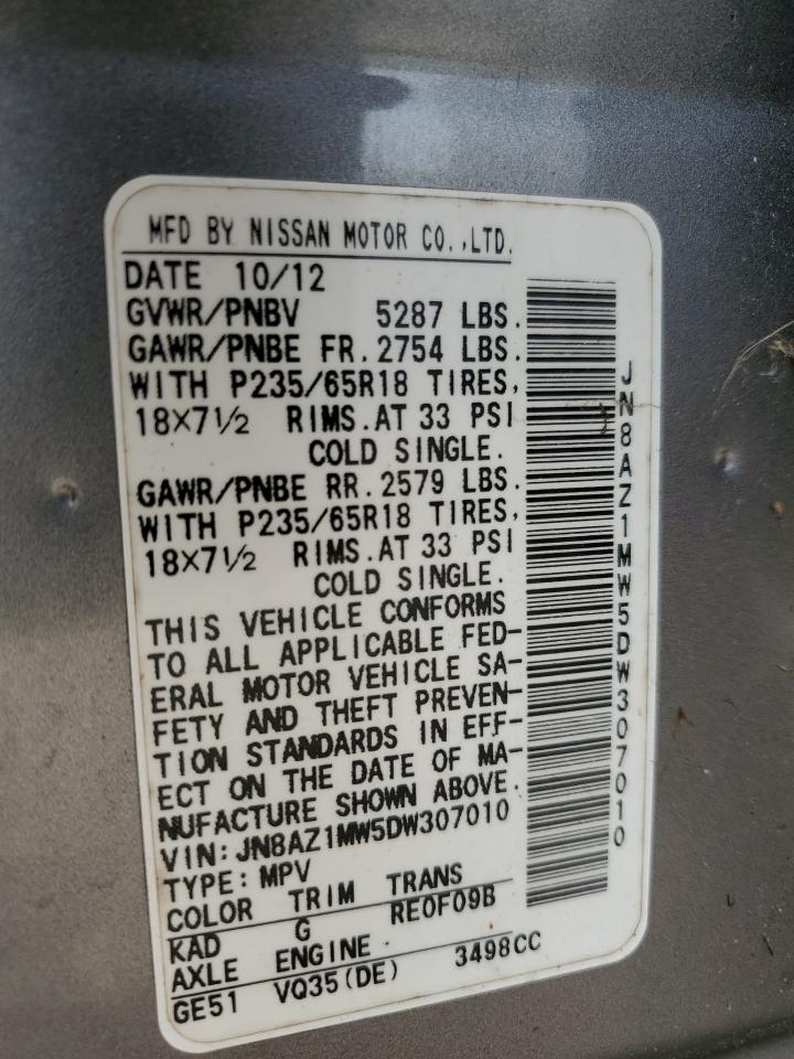 2013 Nissan Murano S VIN: JN8AZ1MW5DW307010 Lot: 60618675