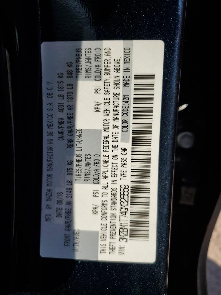 2016 Mazda 3 Sport VIN: 3MZBM1T74GM326559 Lot: 62702085