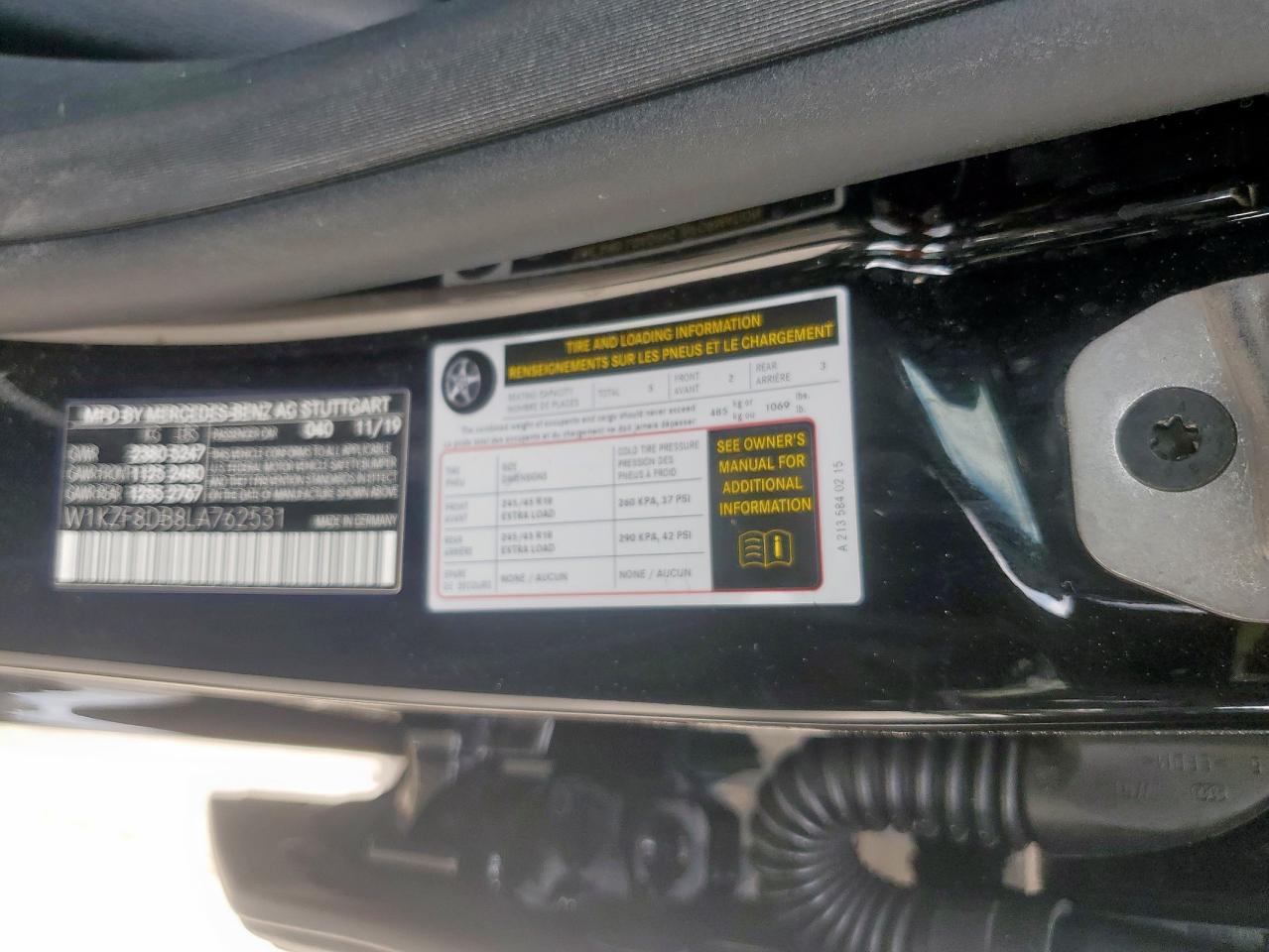2020 Mercedes-Benz E 350 VIN: W1KZF8DB8LA762531 Lot: 59665355