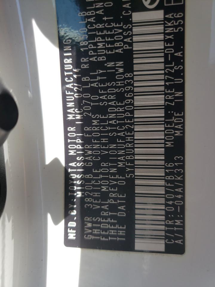 2014 Toyota Corolla L VIN: 5YFBURHE2EP096938 Lot: 61286755