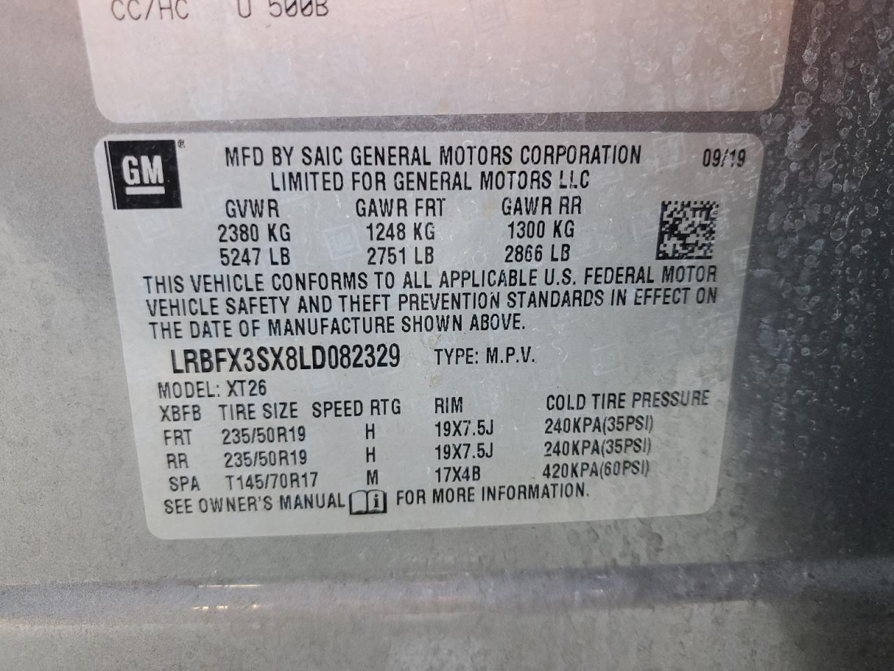 2020 Buick Envision Premium VIN: LRBFX3SX8LD082329 Lot: 62125285