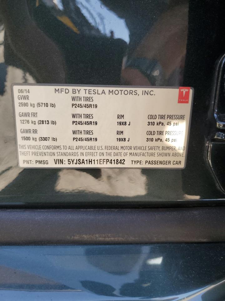 2014 Tesla Model S VIN: 5YJSA1H11EFP41842 Lot: 61392025