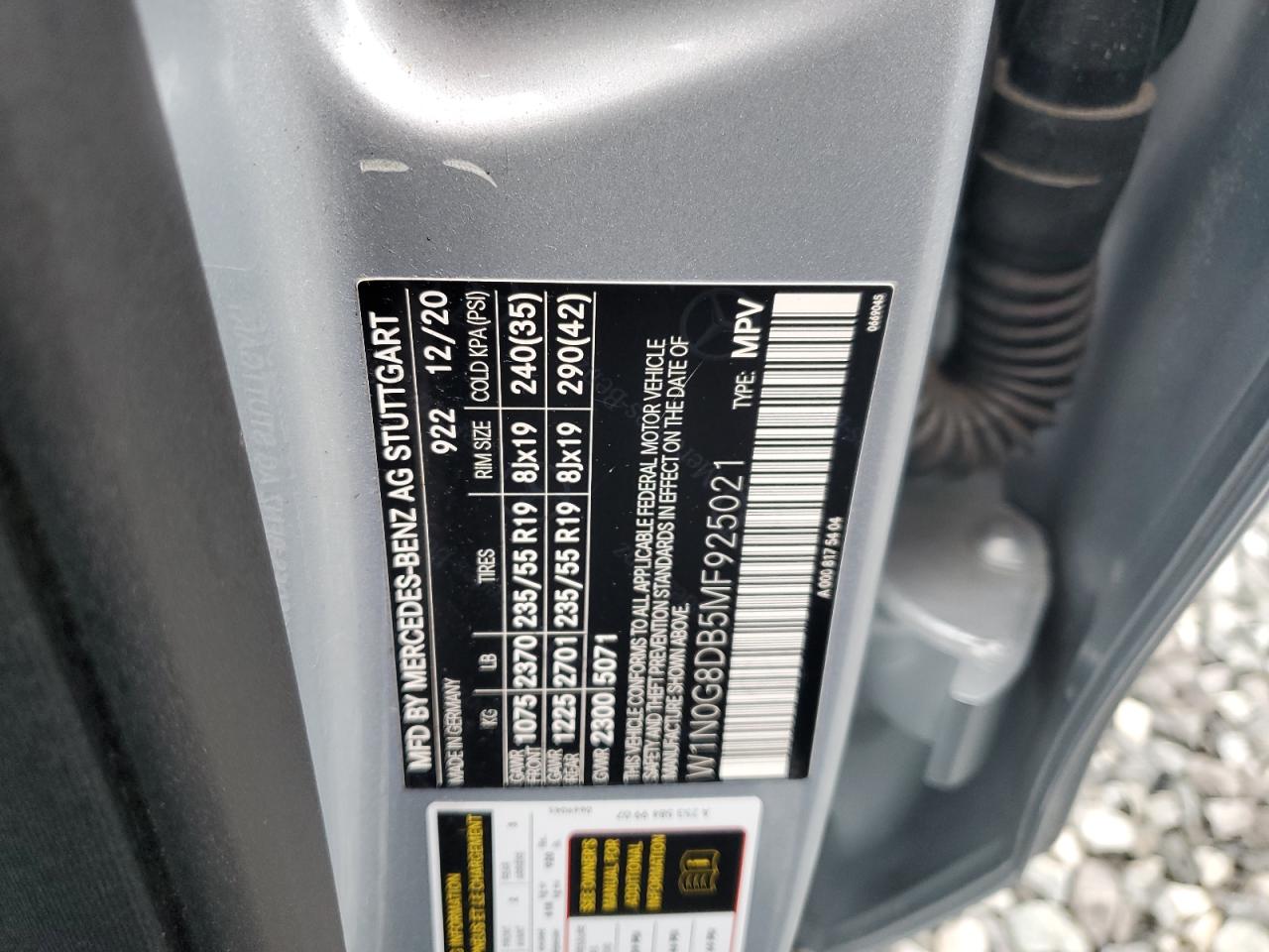 2021 Mercedes-Benz Glc 300 VIN: W1N0G8DB5MF925021 Lot: 61355485
