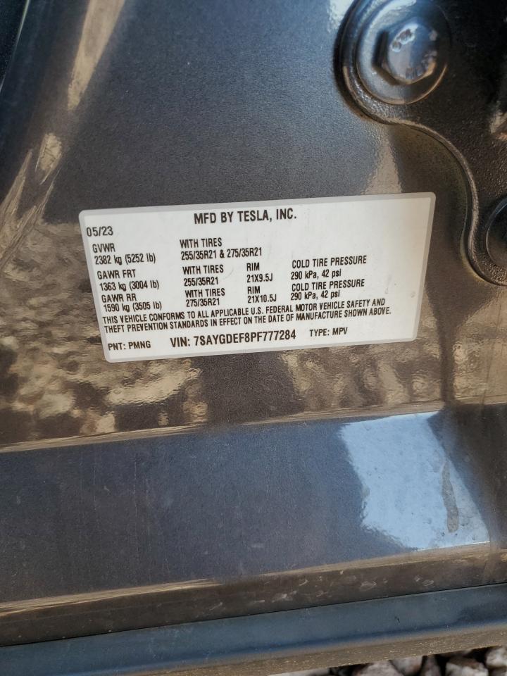 2023 Tesla Model Y VIN: 7SAYGDEF8PF777284 Lot: 62951295