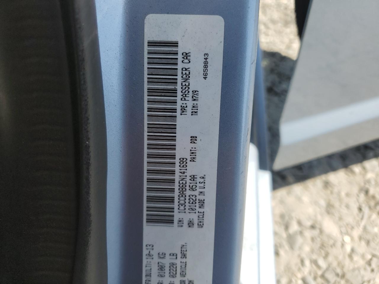 2014 Chrysler 200 Lx VIN: 1C3CCBAB6EN141699 Lot: 62321995