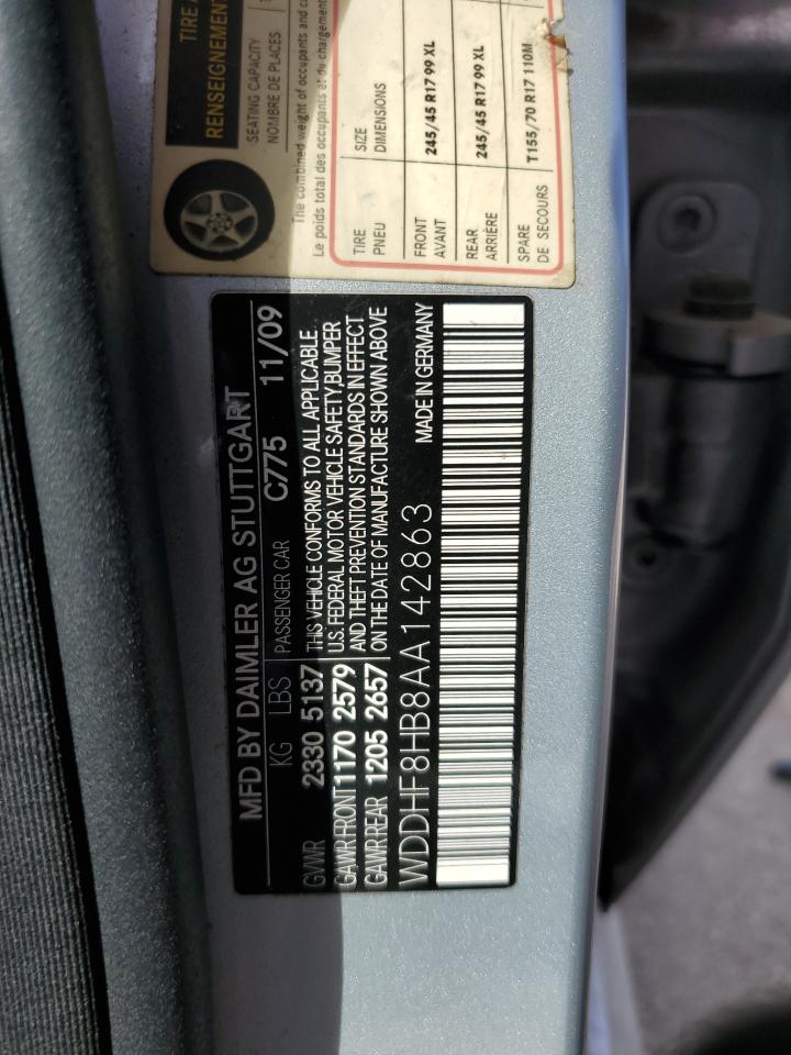 2010 Mercedes-Benz E 350 4Matic VIN: WDDHF8HB8AA142863 Lot: 62661475