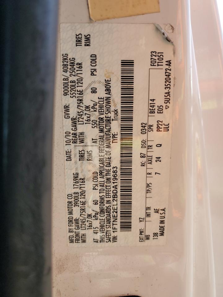 2011 Ford Econoline E250 Van VIN: 1FTNE2EL2BDA19683 Lot: 62460375