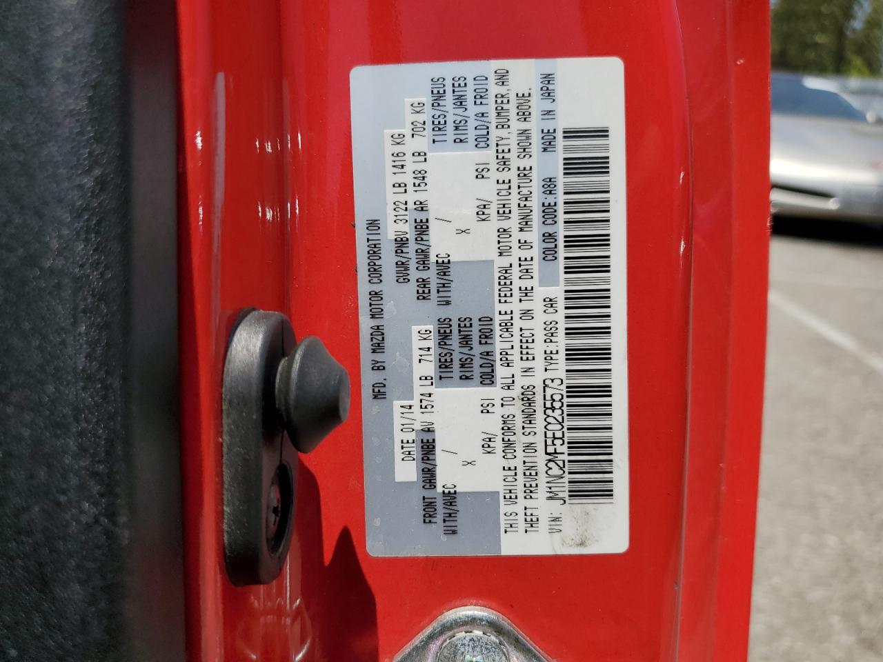 2014 Mazda Mx-5 Miata Club VIN: JM1NC2MF5E0235573 Lot: 62166525
