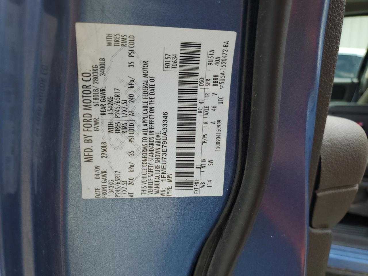1fmeu73e79ua33346 1FMEU73E79UA33346 2009 Ford Explorer Xlt