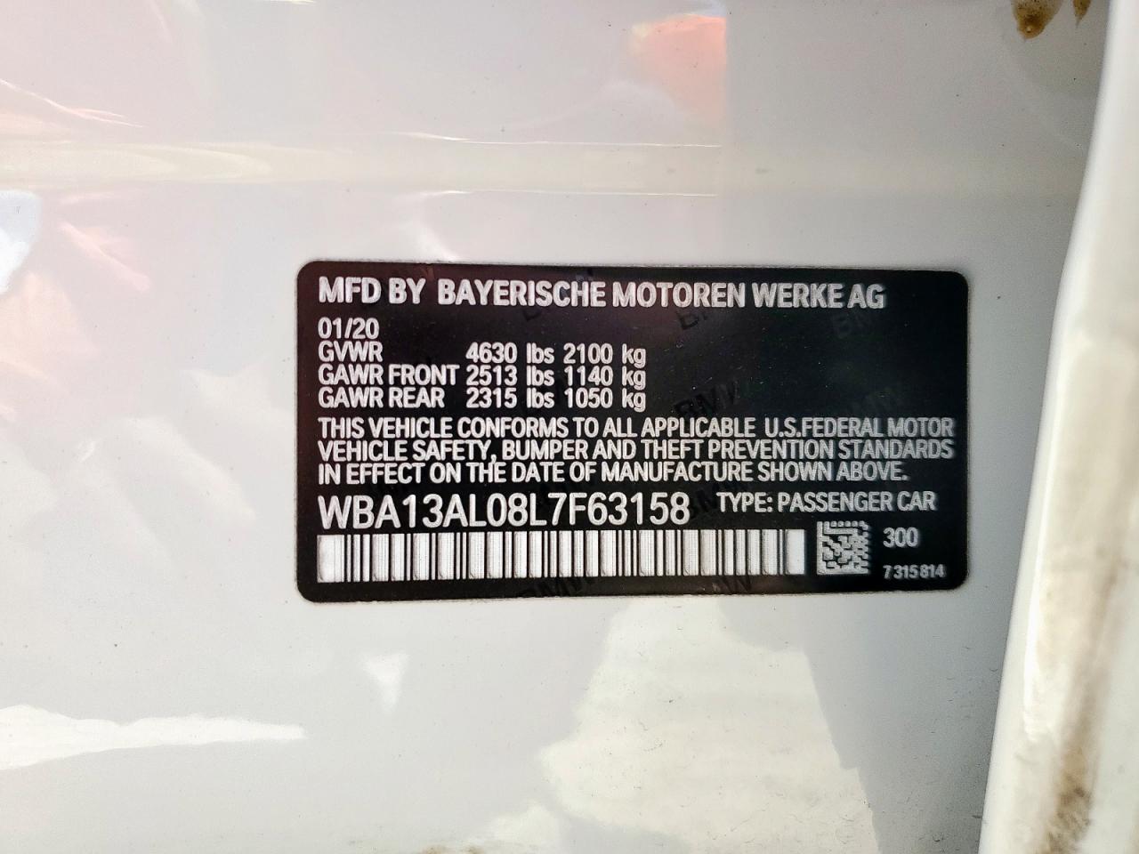2020 BMW M235Xi VIN: WBA13AL08L7F63158 Lot: 61839945