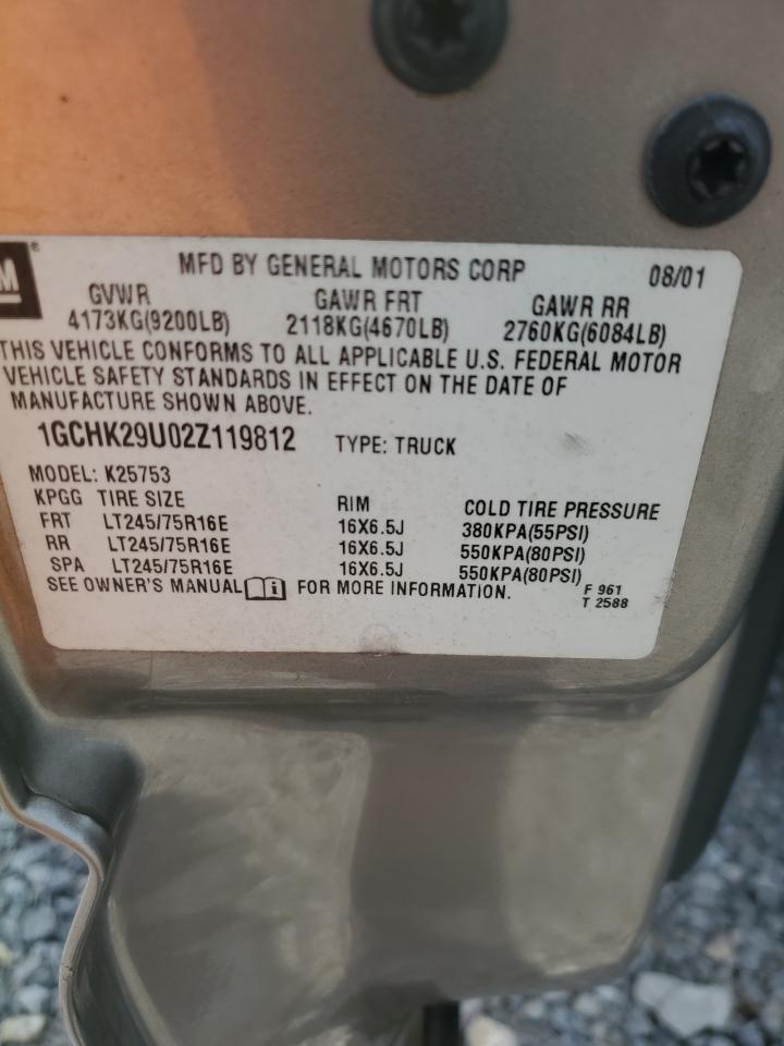 2002 Chevrolet Silverado K2500 Heavy Duty VIN: 1GCHK29U02Z119812 Lot: 56510135