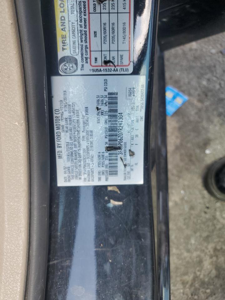 2007 Ford Fusion S VIN: 3FAHP06Z07R241304 Lot: 62931695