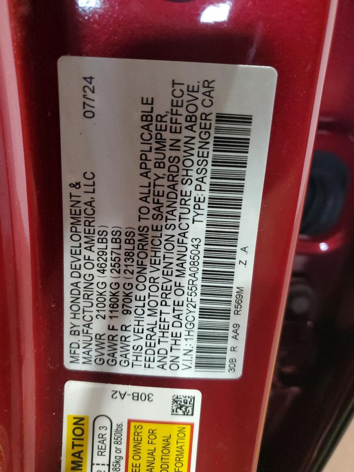 HONDA ACCORD 2024 VIN 1HGCY2F55RA085043 фото 13