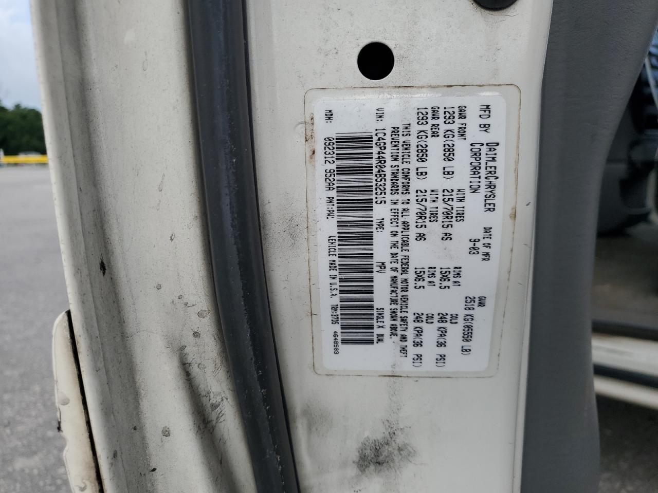2004 Chrysler Town & Country Lx VIN: 1C4GP44R04B532515 Lot: 58263665