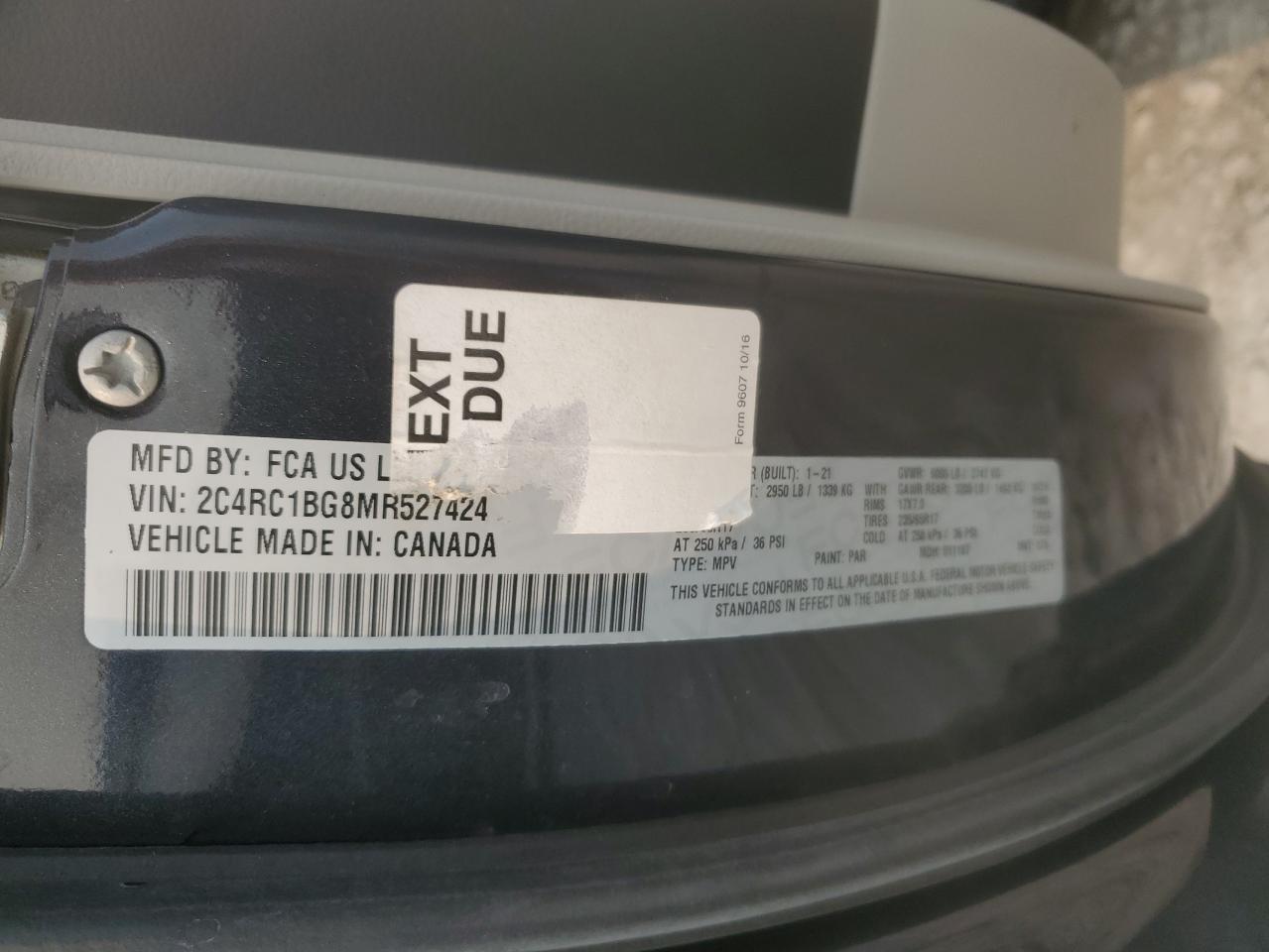 2021 Chrysler Pacifica Touring L VIN: 2C4RC1BG8MR527424 Lot: 59133795