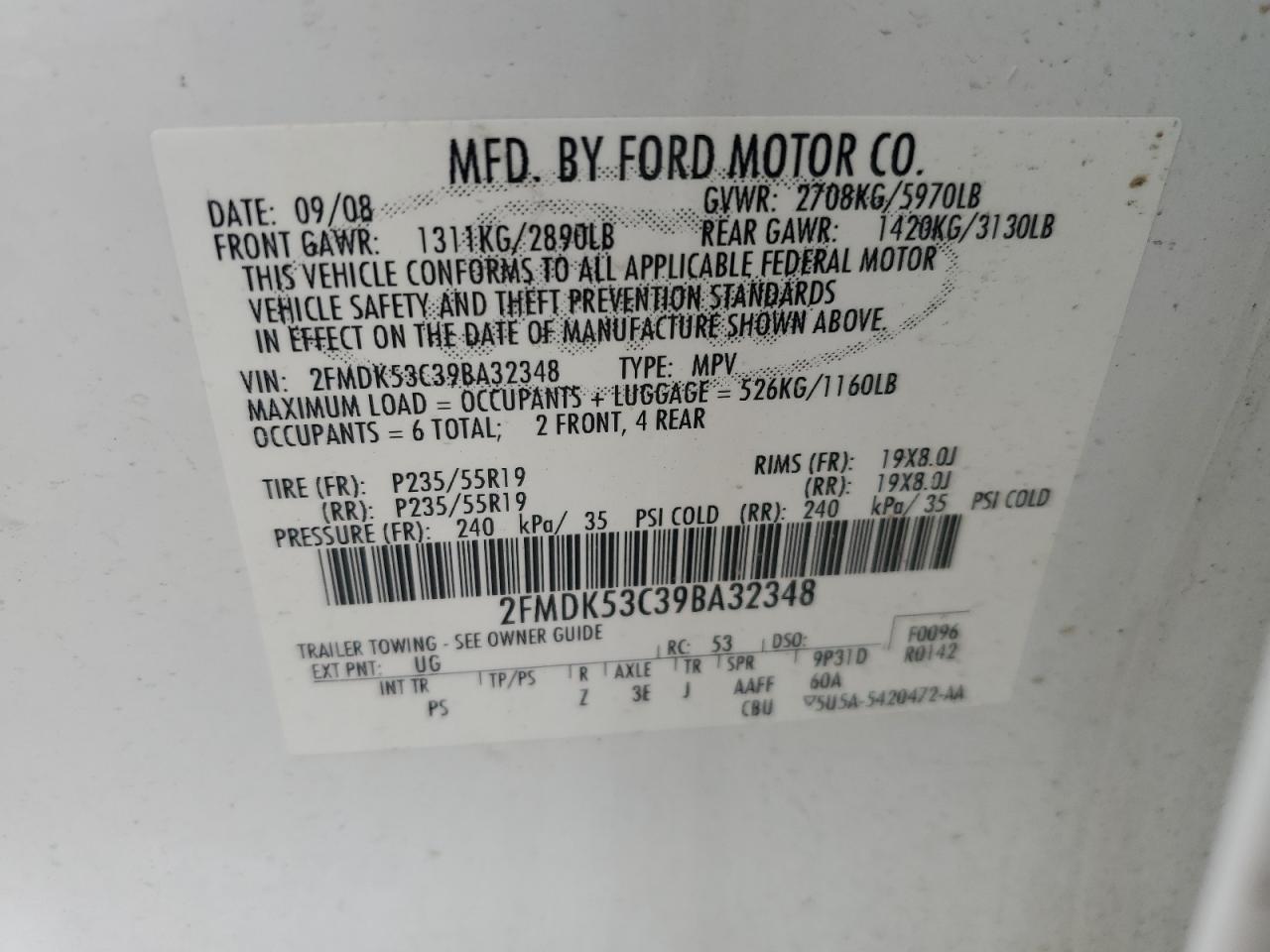 2009 Ford Flex Limited VIN: 2FMDK53C39BA32348 Lot: 62398275