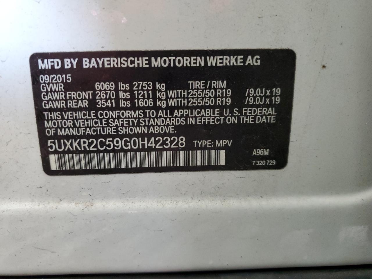 2016 BMW X5 Sdrive35I VIN: 5UXKR2C59G0H42328 Lot: 62342235