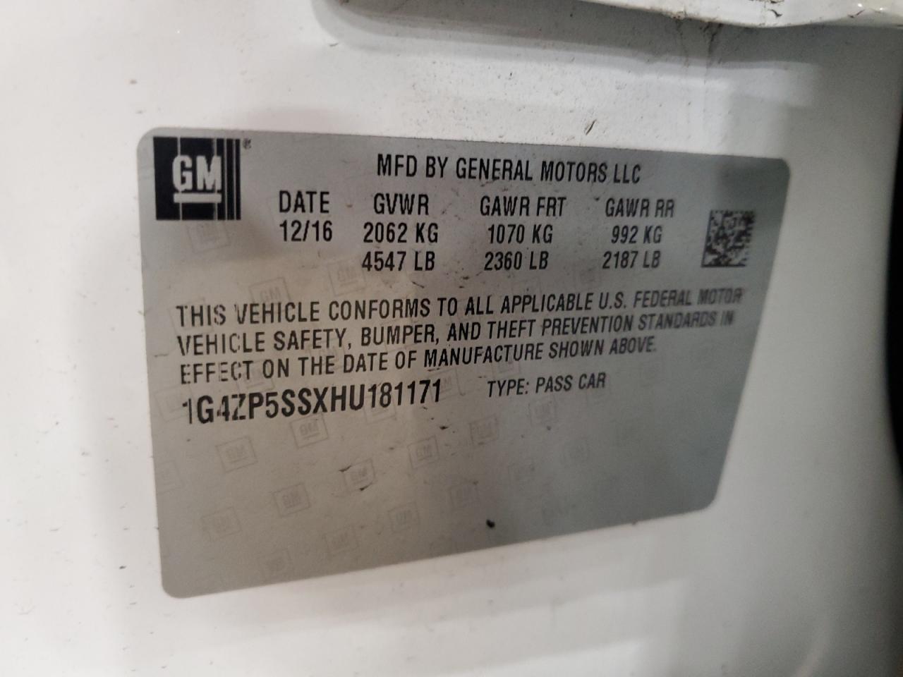 2017 Buick Lacrosse Essence VIN: 1G4ZP5SSXHU181171 Lot: 59096495